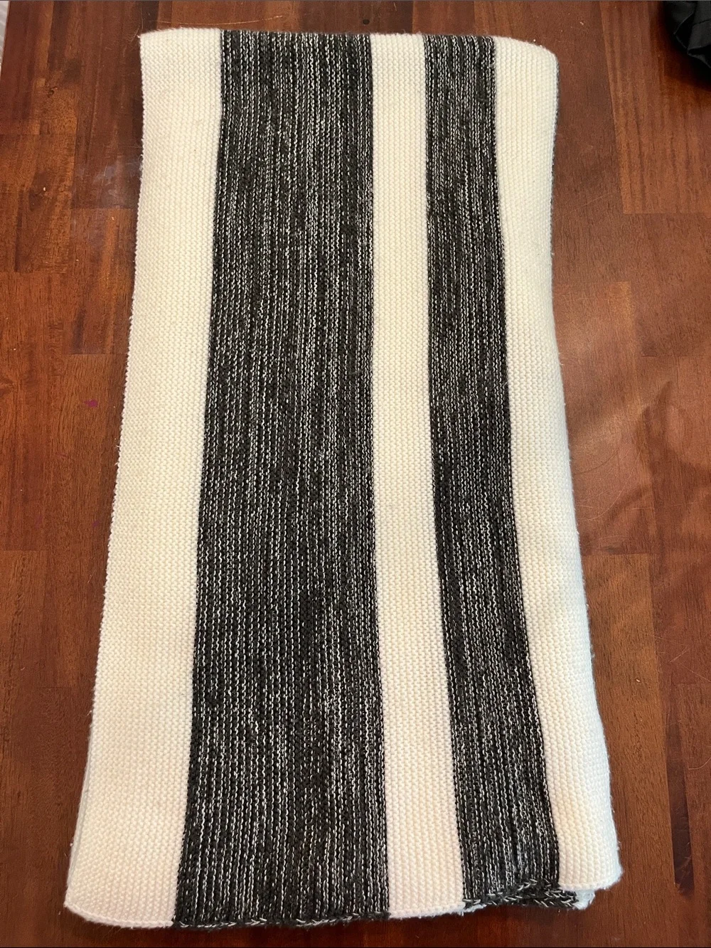 Hearth & Hand Cream and Black Striped Knit Throw